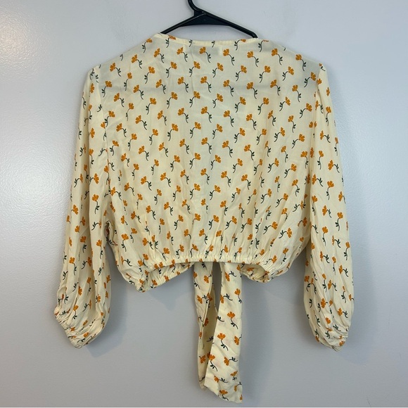 Faithful The Brand La Guardia Floral Cropped Tie-Front Crepe To Size 4 - Picture 12 of 16